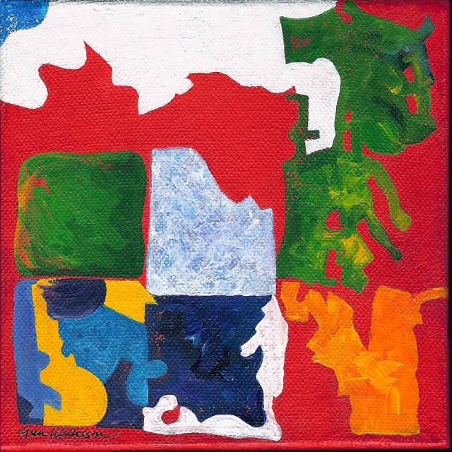 Varmröd, akryl 15x15