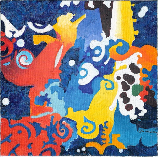 Sommarnatt, akryl 20x20