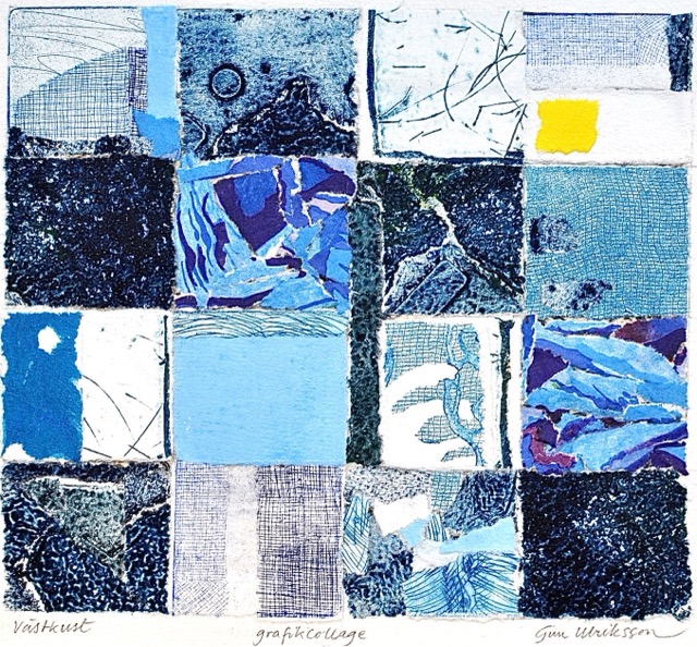 Västkust, grafikcollage 18x16